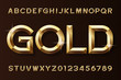 Gold alphabet font. 3d beveled gold effect letters and numbers. Stock vector typescript for your design.