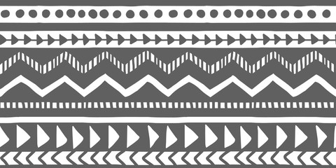 Wall Mural - Vector seamless gray and white illustration. Ethnic hand drawn pattern for wallpaper,fabric, textile
