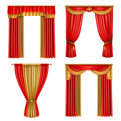 Poster - Luxury Curtains Realistic Icon Set