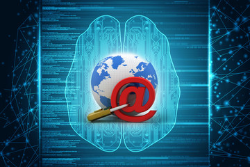 Poster - 3d rendering E-mail symbol with lock. Internet security concept
