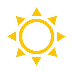 Sun icon. Vector and illustration symbol isolated on white background.