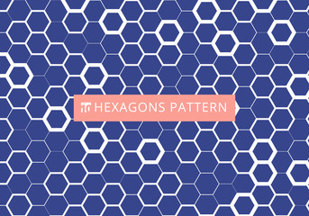 Poster - Abstract white hexagonal pattern on blue background. Honeycomb design. Chemistry hexagons modern stylish texture.