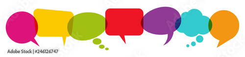 Fotomural colored speech bubbles in a row