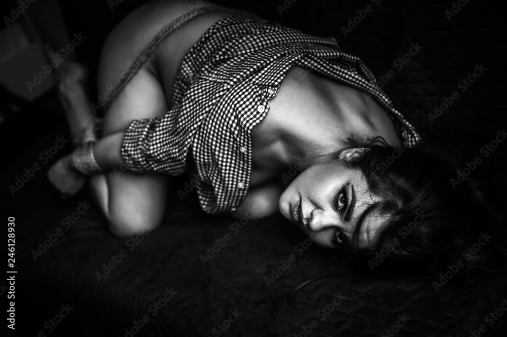 Bound Woman Woman bound with a rope in Japanese technique shibari Stock Photo ...