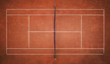 Fototapeta Mapy - Tennis Clay Court. View from the bird's flight. Aerial photography