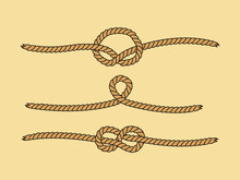 Natural Brown Marine Knots Twine Rope Set, Vector