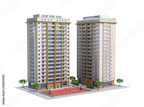 Cuadros en Lienzo Modern high-rise residential building with a playground