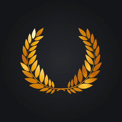 Vector image of gold Laurel wreath on dark background