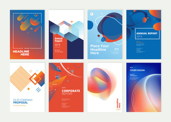 Wall Mural - set of brochure, annual report, flyer design templates in a4 size. vector illustrations for business