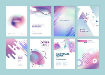 Wall Mural - set of brochure, annual report, flyer design templates in a4 size. vector illustrations for business