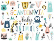 Baby animals, plants, flowers and other elements collection. Scandinavian style.