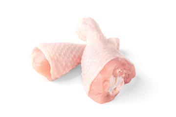 Wall Mural - Raw chicken legs isolated on white background.