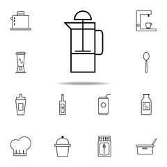 Poster - press the kettle icon. kitchen icons universal set for web and mobile