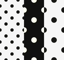Poster - vector seamless patterns with small and large white and black peas