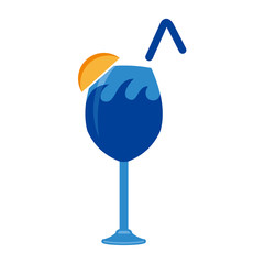 glass wine logo, blue juice, lemon tropical drink