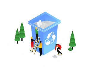 Sticker - Recycling concept - modern colorful isometric vector illustration