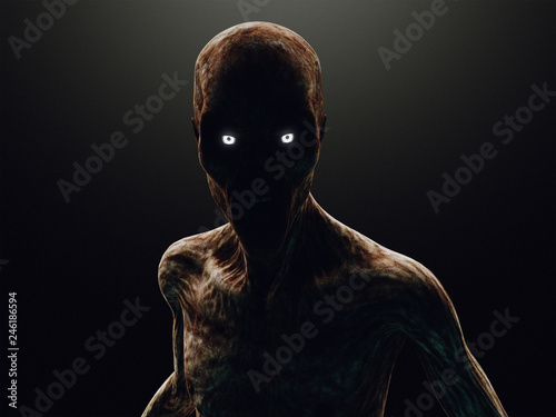 Fotografía Zombie or monster in the dark, 3d rendering