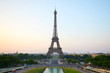 © andersphoto - Eiffel tower, clear summer morning from Trocadero in Paris, France