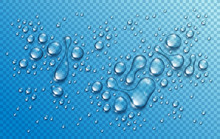 Water Rain Drops Or Condensation In Shower Realistic Transparent 3d Vector Composition Over Transparency Checker Grid, Easy To Put Over Any Background Or Use Droplets Separately.