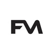 letter fm simple linked geometric brand logo
