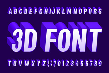 Poster - 3D isometric alphabet font. 3d effect letters and numbers. Stock vector typeface for your design.