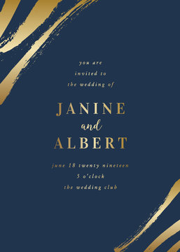 Wall Mural -  - golden brush strokes wedding invitation template