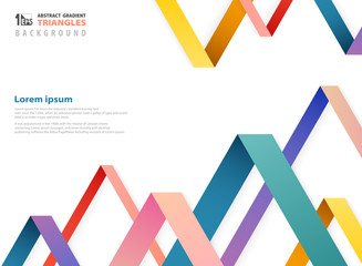 Fototapete - Abstract fantasy gradient color of overlapping triangles shape pattern.