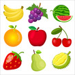 Set of fruits for children learning the English words and vocabulary.