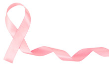 Pink Ribbon, Breast Cancer Awareness Symbol, Isolated On White
