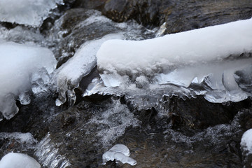 Wall Mural - Frozen rocks in the river