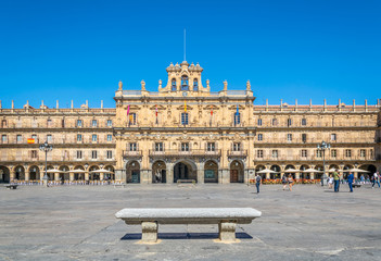 Poster - People are strolling through Plaza Mayor at Salamanca, Spain