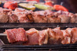© bisa2bisa - raw shish kebab grilled on fire skewers of meat and vegetables