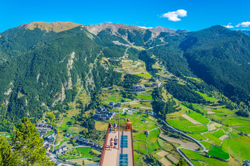 Canvas Print - Aerial view of Canillo town viewed from Roc del Quer viewpoint at Andorra