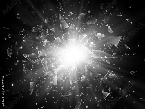 Cuadros en Lienzo Shards of broken glass. Abstract explosion. Vector illustration