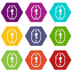 Poster - Lock front icons 9 set coloful isolated on white for web