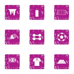 Poster - Fierce training icons set. Grunge set of 9 fierce training vector icons for web isolated on white background