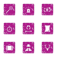 Poster - Scout icons set. Grunge set of 9 scout vector icons for web isolated on white background
