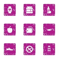 Poster - Interdiction icons set. Grunge set of 9 interdiction vector icons for web isolated on white background