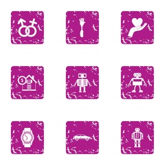 Poster - Contract icons set. Grunge set of 9 contract vector icons for web isolated on white background