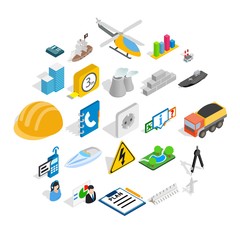 Poster - Engineering icons set. Isometric set of 25 engineering vector icons for web isolated on white background