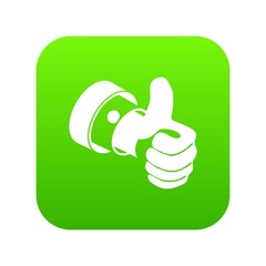Poster - Election thumb up icon green vector isolated on white background