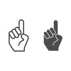 Poster - hand with one finger pointing up line and glyph icon. hand with index finger up vector illustration 