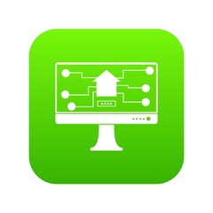 Poster - Monitor chip icon digital green for any design isolated on white vector illustration