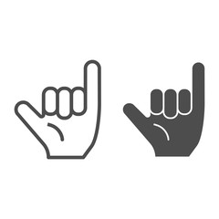 Poster - Hang loose gesture line and glyph icon. Shaka vector illustration isolated on white. Hand gesture outline style design, designed for web and app. Eps 10.