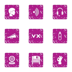 Poster - Overhear icons set. Grunge set of 9 overhear vector icons for web isolated on white background