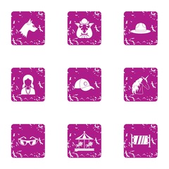 Poster - Miniature icons set. Grunge set of 9 miniature vector icons for web isolated on white background