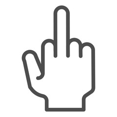 Poster - Fuck you hand line icon. Middle finger up gesture vector illustration isolated on white. Obscene gesture outline style design, designed for web and app. Eps 10.