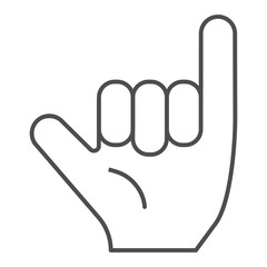 Poster - hang loose gesture thin line icon. shaka vector illustration isolated on white. hand gesture outline