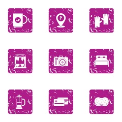 Poster - Insulation icons set. Grunge set of 9 insulation vector icons for web isolated on white background