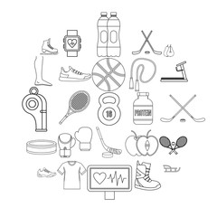 Poster - intensity icons set. outline set of 25 intensity vector icons for web isolated on white background